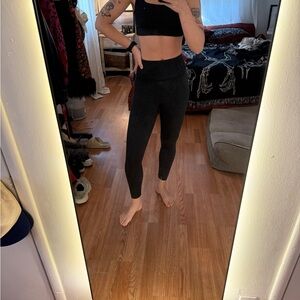 Girlfriend Collective Black Ribbed High-Waisted Leggings